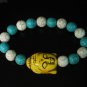 Turquoise Yellow Buddha Beads White Baby Blue Veins Ball Beads Bracelet ZZ2220