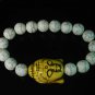 Turquoise Yellow Buddha Bead White Veins Ball Beads Stretch Bracelet ZZ2227