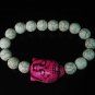 Turquoise Hot Pink Buddha Bead White Veins Ball Beads Stretch Bracelet ZZ2228