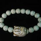 Turquoise White Buddha Bead White Veins Ball Beads Stretch Bracelet ZZ2229