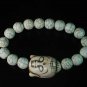 Turquoise White Buddha Bead White Veins Ball Beads Stretch Bracelet ZZ2229