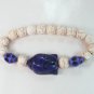 Turquoise Dark Blue Buddha Skull Beads White Veins Ball Beads Stretch Bracelet ZZ2231