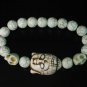 Turquoise White Buddha Skull Beads White Veins Ball Beads Stretch Bracelet ZZ2232