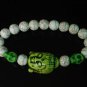 Turquoise Green Buddha Skull Beads White Veins Ball Beads Stretch Bracelet ZZ2233
