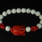 Turquoise Red Buddha Skull Beads White Veins Ball Beads Stretch Bracelet ZZ2235