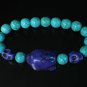 Turquoise Dark blue Buddha Skull Beads Blue Veins Ball Beads Stretch Bracelet ZZ2242