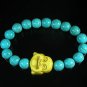 Turquoise Yellow Smile Buddha Bead Blue Veins Ball Beads Stretch Bracelet ZZ2291