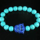 Turquoise Purple-Blue Smile Buddha Bead Blue Veins Ball Beads Stretch Bracelet ZZ2292