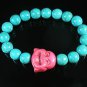 Turquoise Pink Smile Buddha Bead Blue Veins Ball Beads Stretch Bracelet ZZ2293