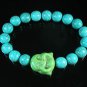 Turquoise Green Smile Buddha Bead Blue Veins Ball Beads Stretch Bracelet ZZ2294