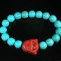 Turquoise Red Smile Buddha Bead Blue Veins Ball Beads Stretch Bracelet ZZ2295