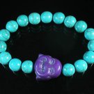 Turquoise Purple Smile Buddha Bead Blue Veins Ball Beads Stretch Bracelet ZZ2296