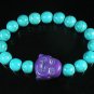 Turquoise Purple Smile Buddha Bead Blue Veins Ball Beads Stretch Bracelet ZZ2296