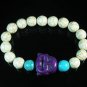 Turquoise Purple Smile Buddha Bead Blue White Veins Ball Beads Stretch Bracelet ZZ2297