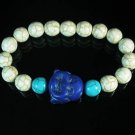 Turquoise Purple-Blue Smile Buddha Bead Blue White Veins Ball Beads Stretch Bracelet ZZ2302