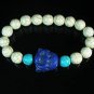 Turquoise Purple-Blue Smile Buddha Bead Blue White Veins Ball Beads Stretch Bracelet ZZ2302