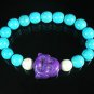 Turquoise Purple Smile Buddha Bead Blue White Veins Ball Beads Stretch Bracelet ZZ2305