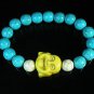 Turquoise Yellow Smile Buddha Bead Blue White Veins Ball Beads Stretch Bracelet ZZ2306