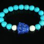 Turquoise Purple-blue Smile Buddha Bead Blue White Veins Ball Beads Stretch Bracelet ZZ2307