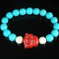 Turquoise Red Smile Buddha Bead Blue White Veins Ball Beads Stretch Bracelet ZZ2308