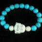 Turquoise White Smile Buddha Bead Blue White Veins Ball Beads Stretch Bracelet ZZ2309