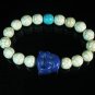 Turquoise Purple-Blue Smile Buddha Bead Blue White Veins Ball Beads Stretch Bracelet ZZ2313