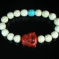 Turquoise Red Smile Buddha Bead Blue White Veins Ball Beads Stretch Bracelet ZZ2314
