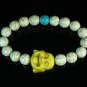 Turquoise Yellow Smile Buddha Bead Blue White Veins Ball Beads Stretch Bracelet ZZ2315