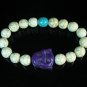 Turquoise Purple Smile Buddha Bead Blue White Veins Ball Beads Stretch Bracelet ZZ2316