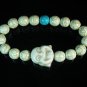 Turquoise White Smile Buddha Bead Blue White Veins Ball Beads Stretch Bracelet ZZ2317