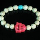 Turquoise Pink Smile Buddha Bead Blue White Veins Ball Beads Stretch Bracelet ZZ2318