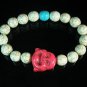 Turquoise Pink Smile Buddha Bead Blue White Veins Ball Beads Stretch Bracelet ZZ2318