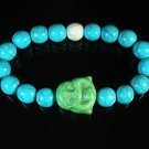 Turquoise Green Smile Buddha Bead Blue White Veins Ball Beads Stretch Bracelet ZZ2320
