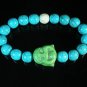 Turquoise Green Smile Buddha Bead Blue White Veins Ball Beads Stretch Bracelet ZZ2320