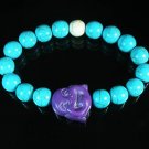 Turquoise Purple Smile Buddha Bead Blue White Veins Ball Beads Stretch Bracelet ZZ2322