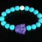Turquoise Purple Smile Buddha Bead Blue White Veins Ball Beads Stretch Bracelet ZZ2322