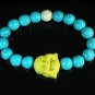 Turquoise Yellow Smile Buddha Bead Blue White Veins Ball Beads Stretch Bracelet ZZ2323