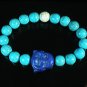 Turquoise Purple-Blue Smile Buddha Bead Blue White Veins Ball Beads Stretch Bracelet ZZ2326