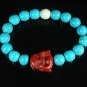 Turquoise Red Smile Buddha Bead Blue White Veins Ball Beads Stretch Bracelet ZZ2327