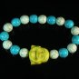 Turquoise Yellow Smile Buddha Bead Blue White Veins Ball Beads Stretch Bracelet ZZ2332