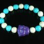 Turquoise Purple Smile Buddha Bead Blue White Veins Ball Beads Stretch Bracelet ZZ2333