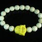 Turquoise Yellow Smile Buddha Bead White Veins Ball Beads Stretch Bracelet ZZ2337