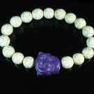 Turquoise Purple Smile Buddha Bead White Veins Ball Beads Stretch Bracelet ZZ2338