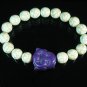 Turquoise Purple Smile Buddha Bead White Veins Ball Beads Stretch Bracelet ZZ2338
