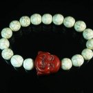 Turquoise Red Smile Buddha Bead White Veins Ball Beads Stretch Bracelet ZZ2342