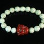 Turquoise Red Smile Buddha Bead White Veins Ball Beads Stretch Bracelet ZZ2342