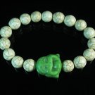 Turquoise Green Smile Buddha Bead White Veins Ball Beads Stretch Bracelet ZZ2344