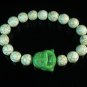 Turquoise Green Smile Buddha Bead White Veins Ball Beads Stretch Bracelet ZZ2344