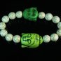 Turquoise Green Buddha Bead White Veins Ball Beads Stretch Bracelet ZZ2345
