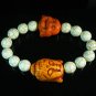 Turquoise Orange Buddha Bead White Veins Ball Beads Stretch Bracelet ZZ2346